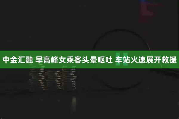 中金汇融 早高峰女乘客头晕呕吐 车站火速展开救援